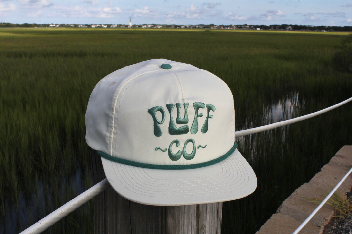 Green and tan pluff co hat